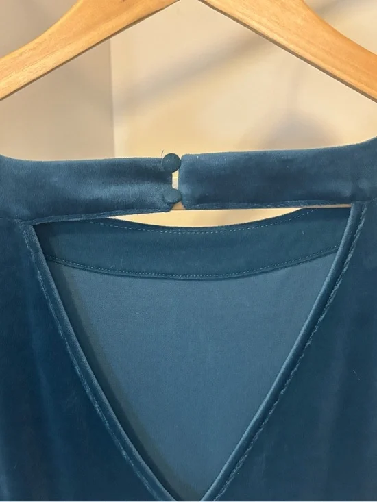 Anthropologie Velvet Jumpsuit in Teal Blue - Picture 8 of 12